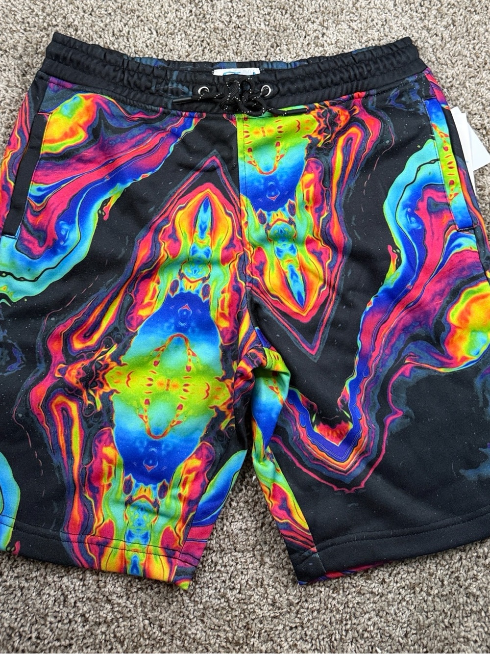 * Fresh Prints of Bel-Air Neon Graphic Casual Shorts Mens Medium New